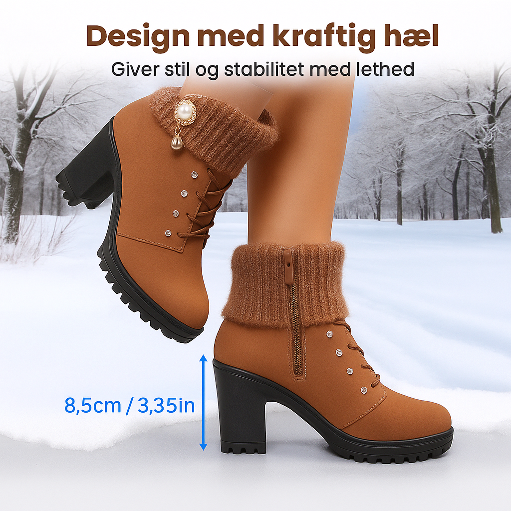 KORELLA - Ykke, varme støvler med chunky hæl.