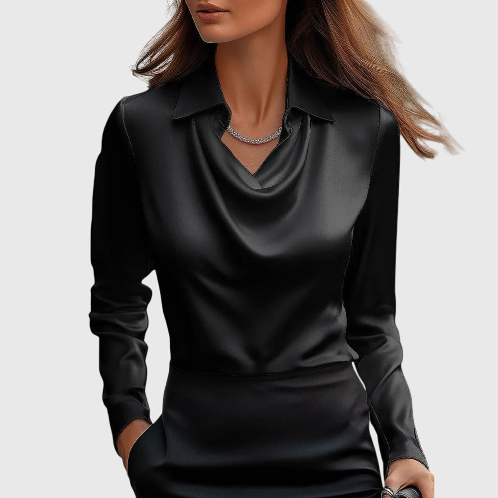 SELVARA – ELEGANT BLUSE I SATINLOOK