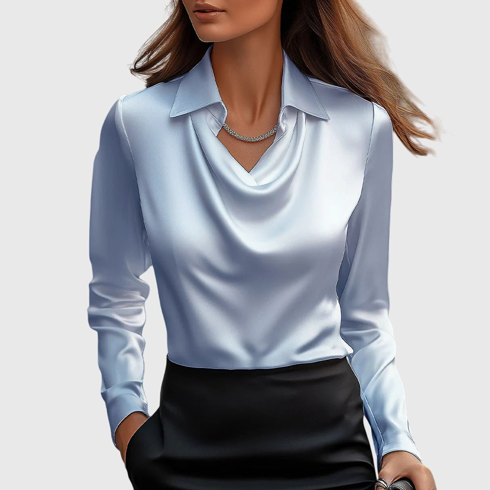 SELVARA – ELEGANT BLUSE I SATINLOOK