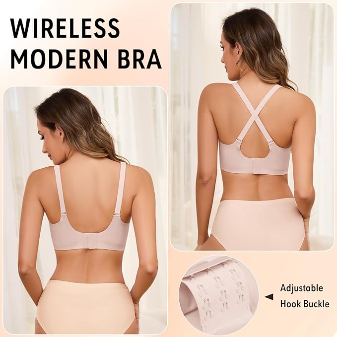 LYANORA – SOFTWAVE FULD DÆKKENDE BØJLEFRI PUSH-UP BH – NUDE SKIN