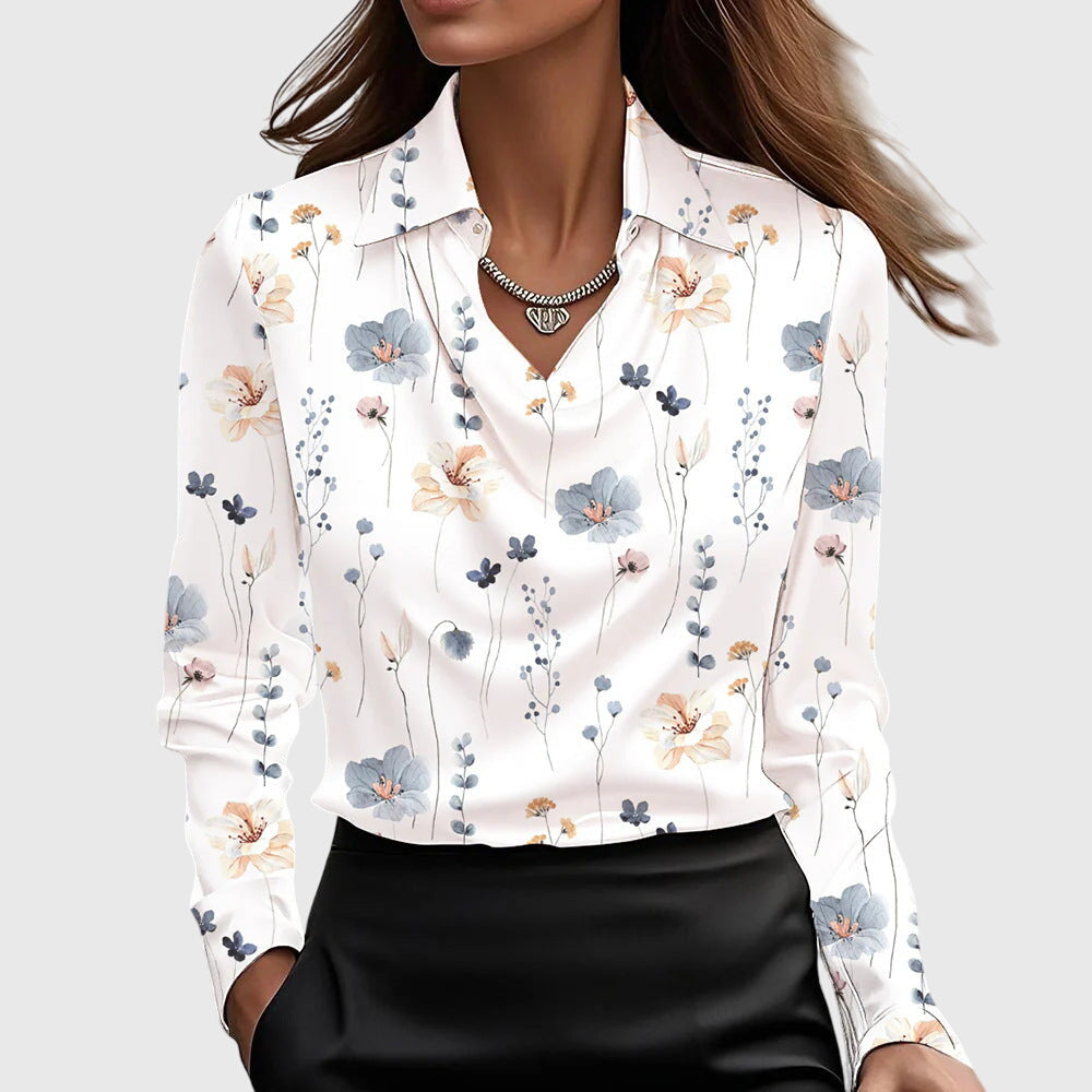 SELVARA – ELEGANT BLUSE I SATINLOOK