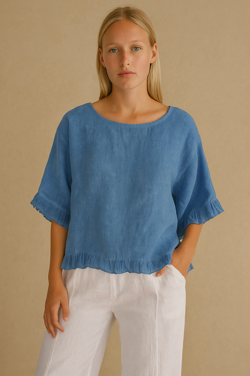 SERELLA BLUSE - BLØD LINNED – AFSLAPPET ELEGANCE MED FLÆSEDETALJER