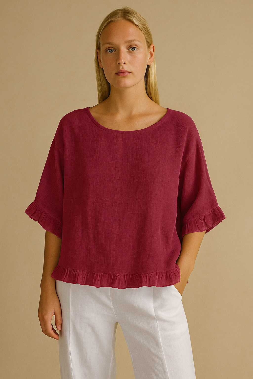 SERELLA BLUSE - BLØD LINNED – AFSLAPPET ELEGANCE MED FLÆSEDETALJER