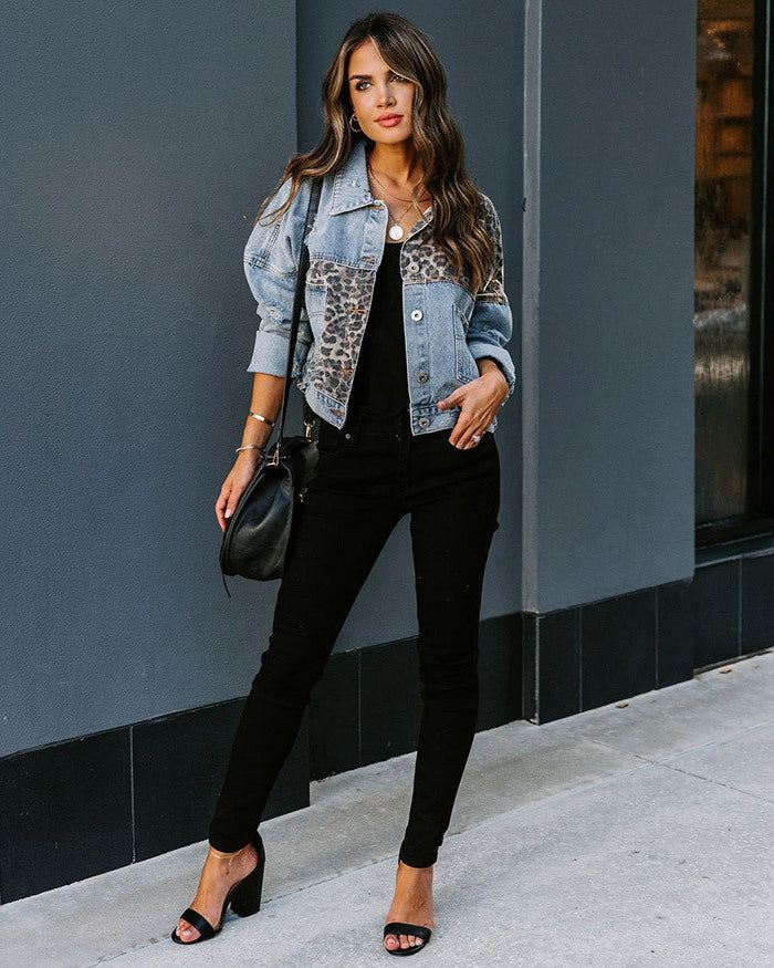 SUMMA - PATCHWORK LEOPARDPRINT DENIMJAKKE