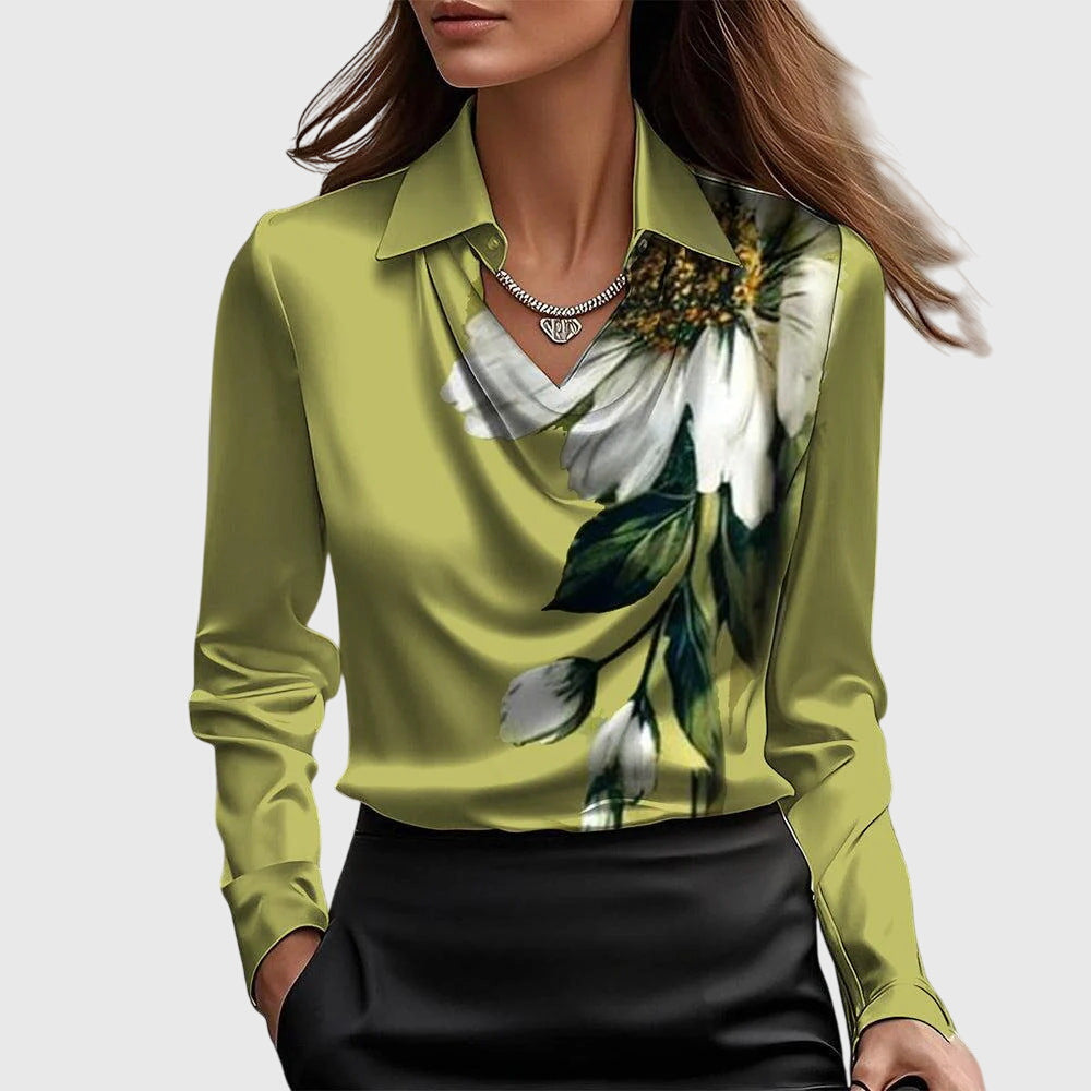 SELVARA – ELEGANT BLUSE I SATINLOOK