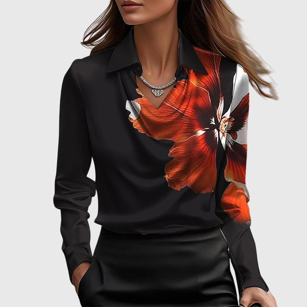 SELVARA – ELEGANT BLUSE I SATINLOOK