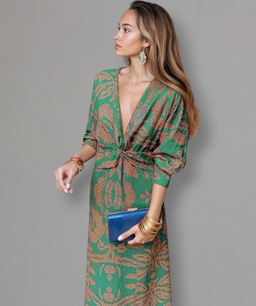 CHI - VINTAGE-INSPIRERET KJOLE MED V-HALS