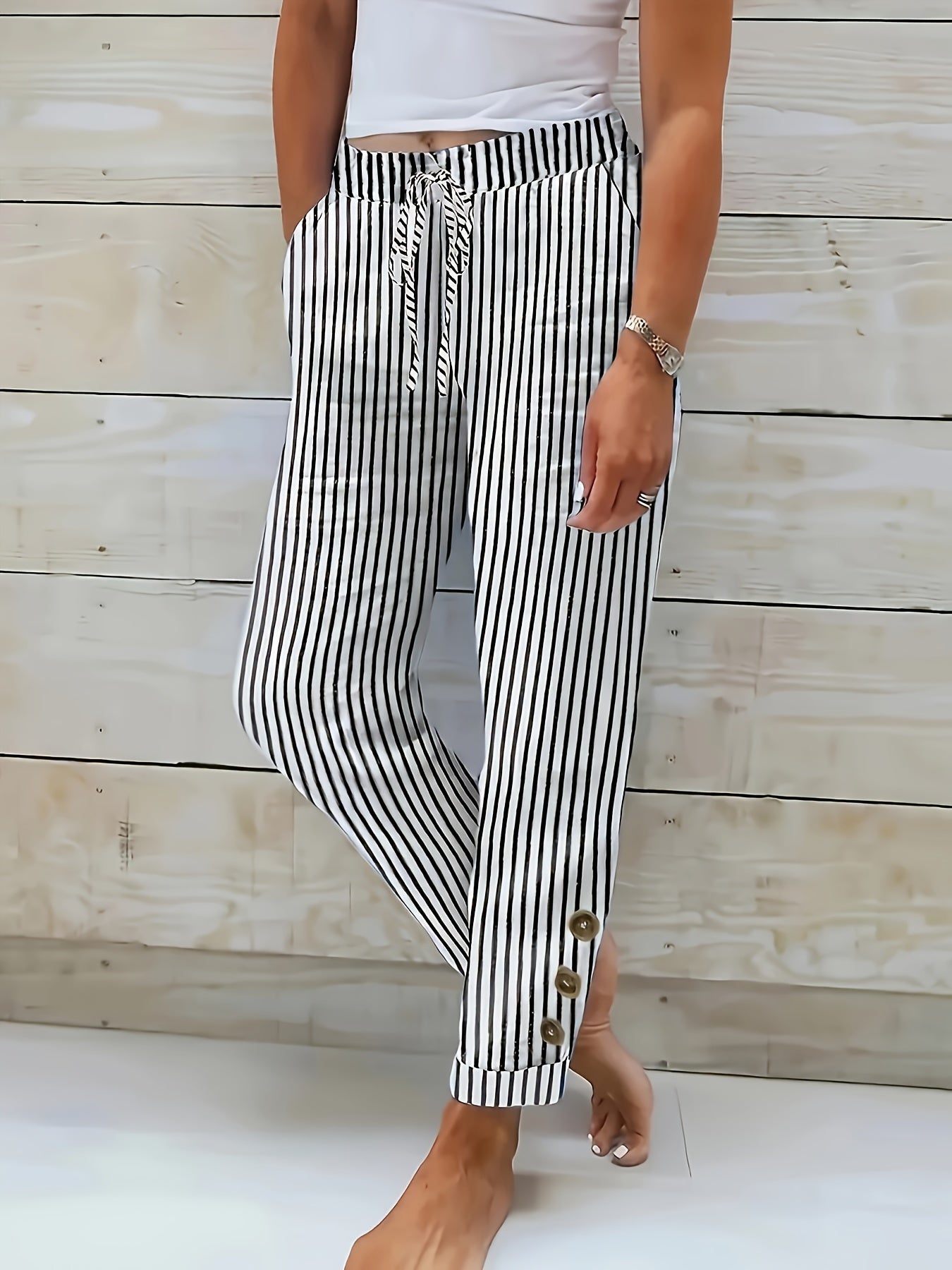 YESSA - CASUAL STRIBEDE BUKSER