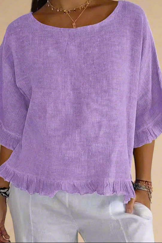 SERELLA BLUSE - BLØD LINNED – AFSLAPPET ELEGANCE MED FLÆSEDETALJER