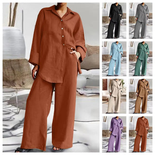 Women's Autumn Winter Cotton Linen Pant Set