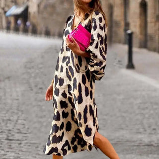 Leisure Leopard Print Side Split Midi Dress