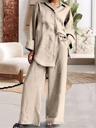 Women's Autumn Winter Cotton Linen Pant Set