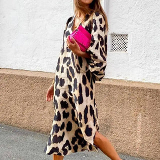 Leisure Leopard Print Side Split Midi Dress