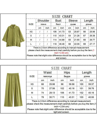 2024 Women's Wide Leg Pants & Casual Shirt Set