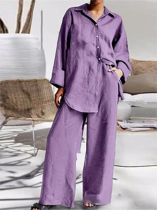 Women's Autumn Winter Cotton Linen Pant Set