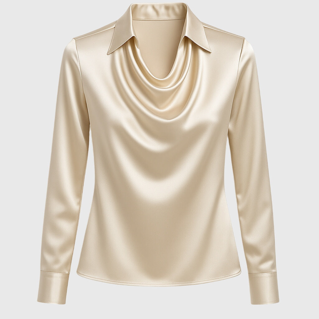 SELVARA – ELEGANT BLUSE I SATINLOOK